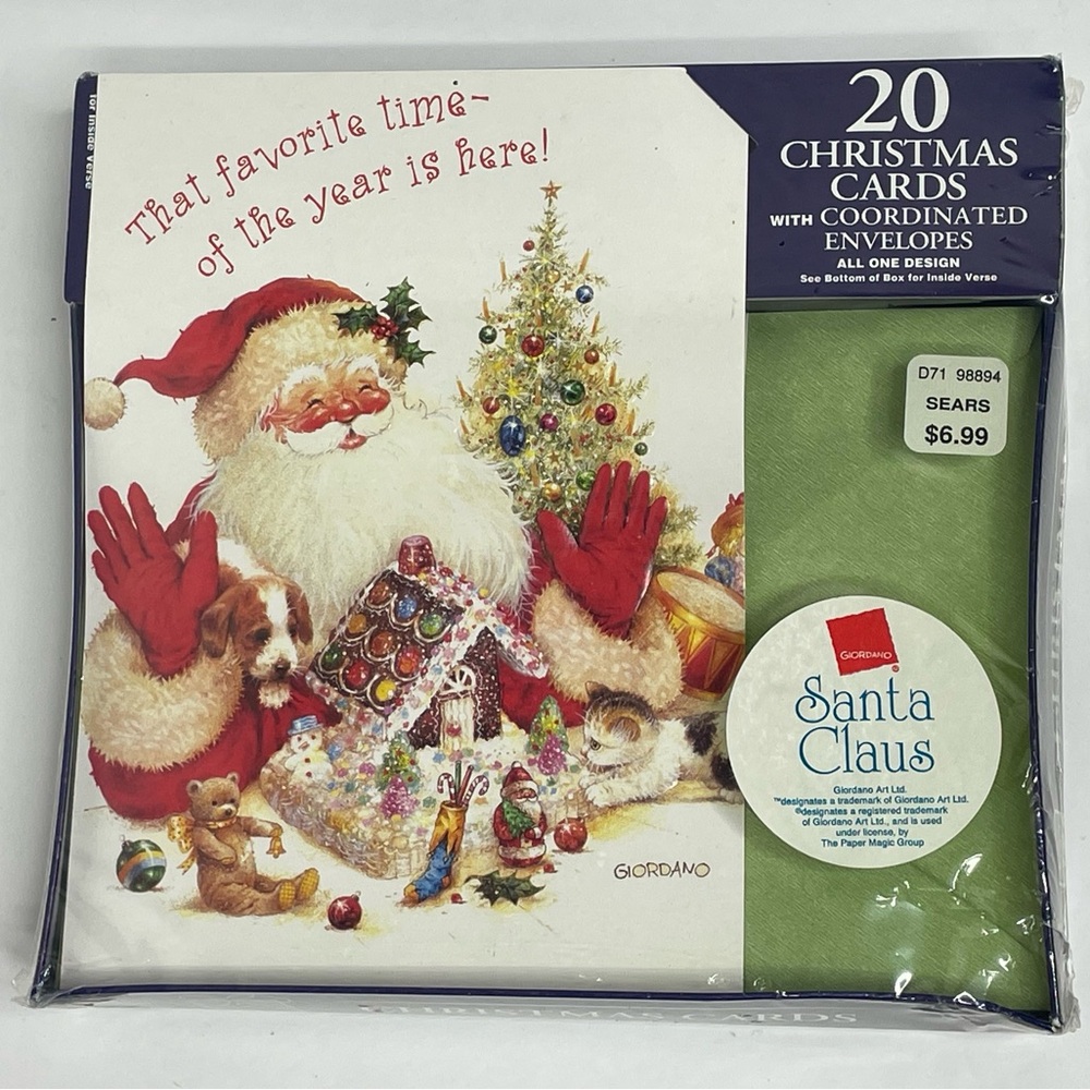 Vintage Giordano Art Christmas Cards Santa Claus 20 NIB Sealed Rare HTF MCM